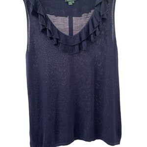 Lauren Ralph Lauren 3x Navy Blue Ruffle top